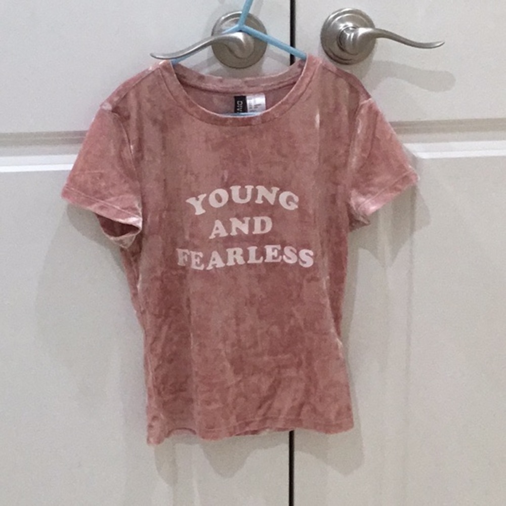 Young and Fearless Rose Gold Velvet Tee